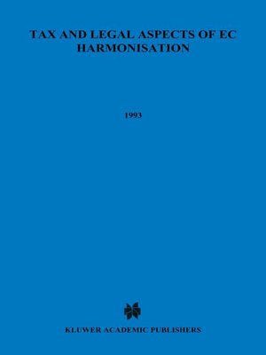 cover image of Tax and Legal Aspects of EC Harmonisation